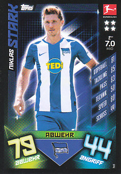 Niklas Stark Hertha Berlin 2019/20 Topps MA Bundesliga #31